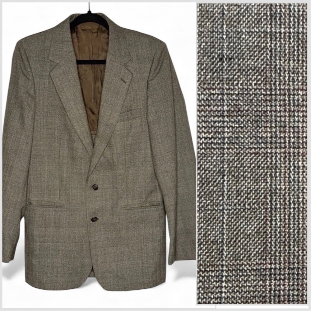 Egon Von‎ Furstenberg Mens Plaid Wool Blend Blazer Jacket Size 38L